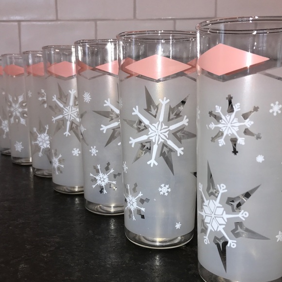 7 Atomic MCM Starburst Snowflake Bar Glasses